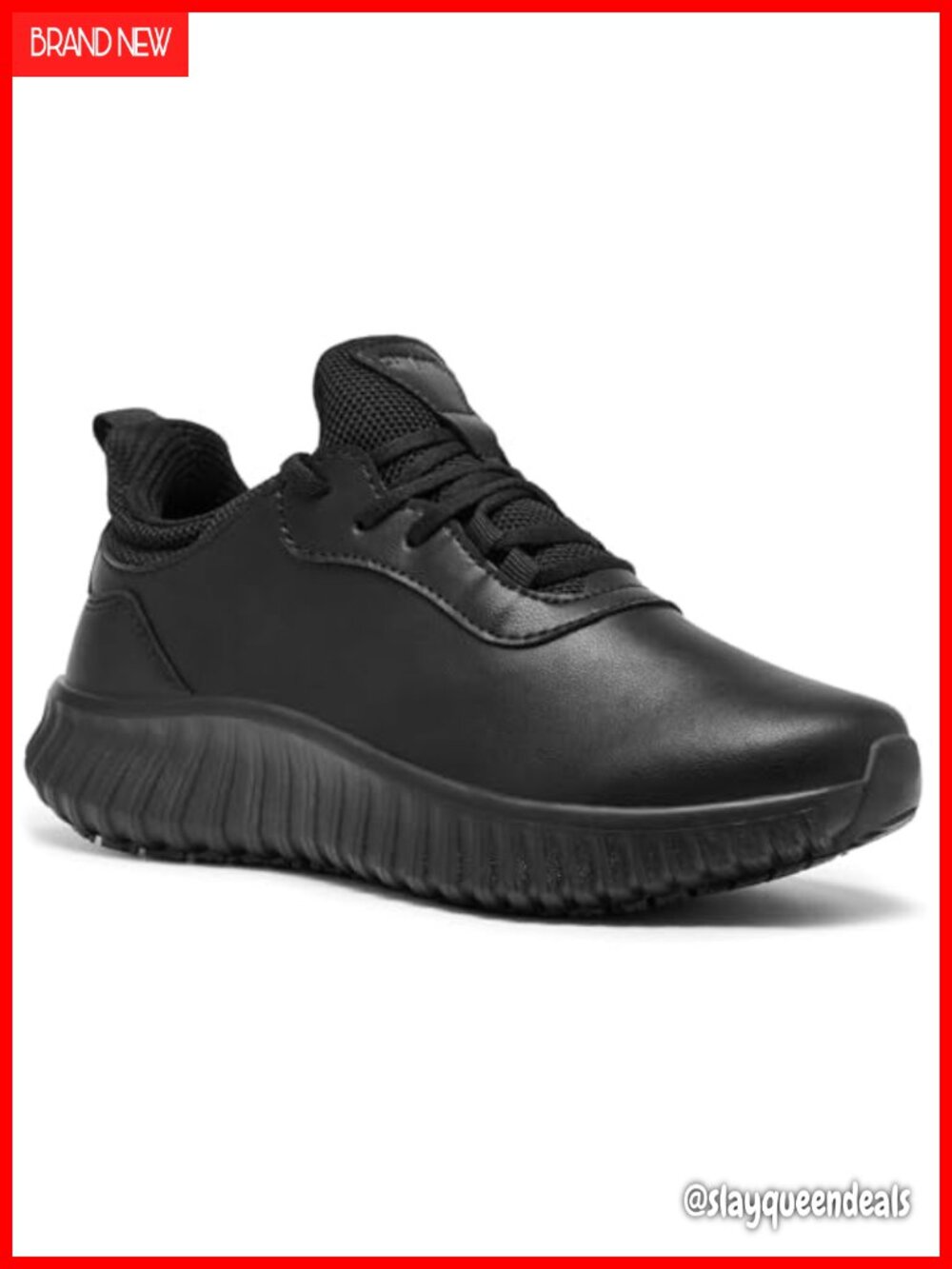 SHULOOK Women's Non-Slip Work Shoes Faux Leather Water Resistant Food Service